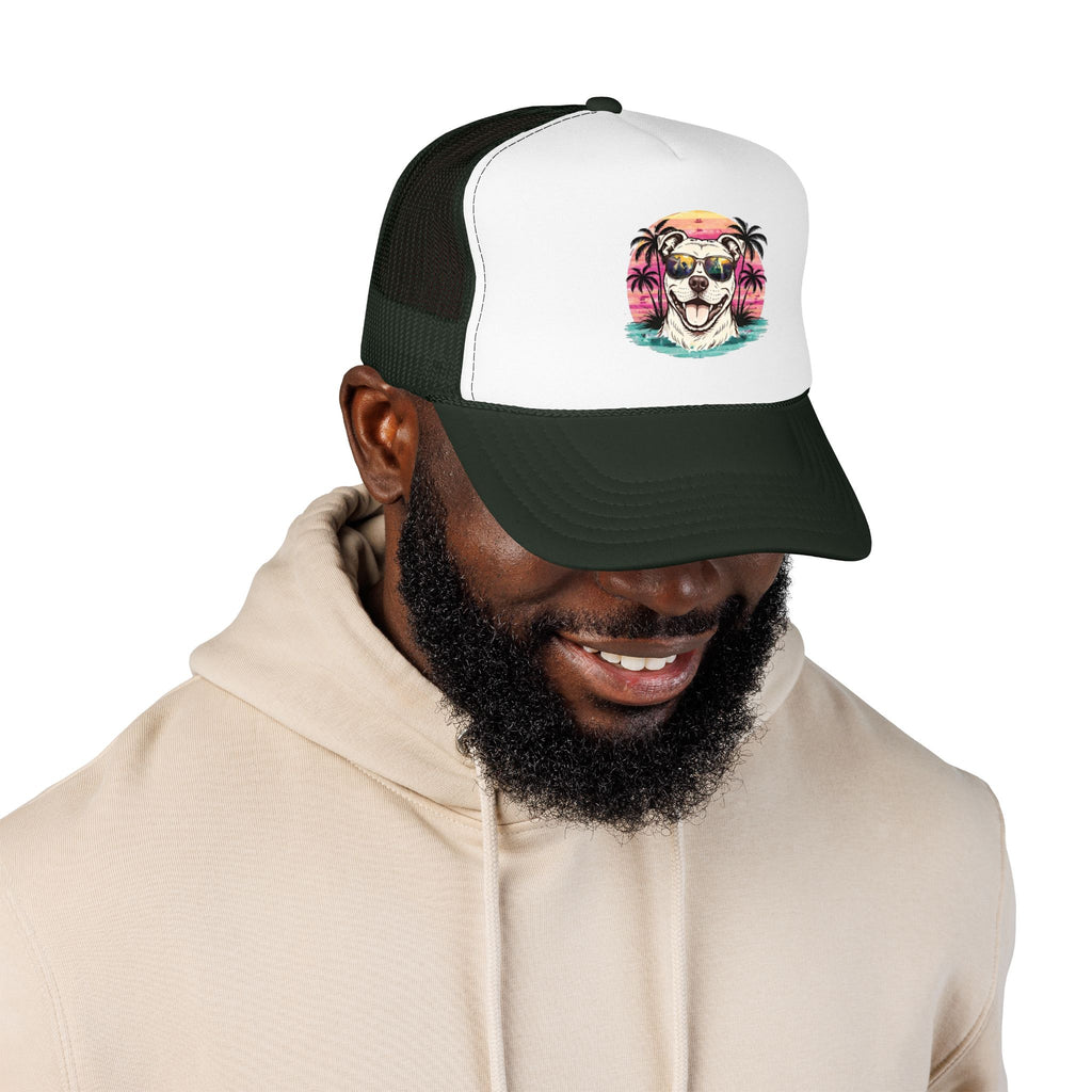 Trucker Hat - Retro Surf Dog with Sunglasses (Beach Vibes)