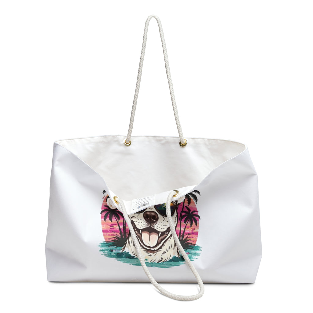 Dog Surf Sunset Weekender Bag — Tropical Palm Beach Travel Tote