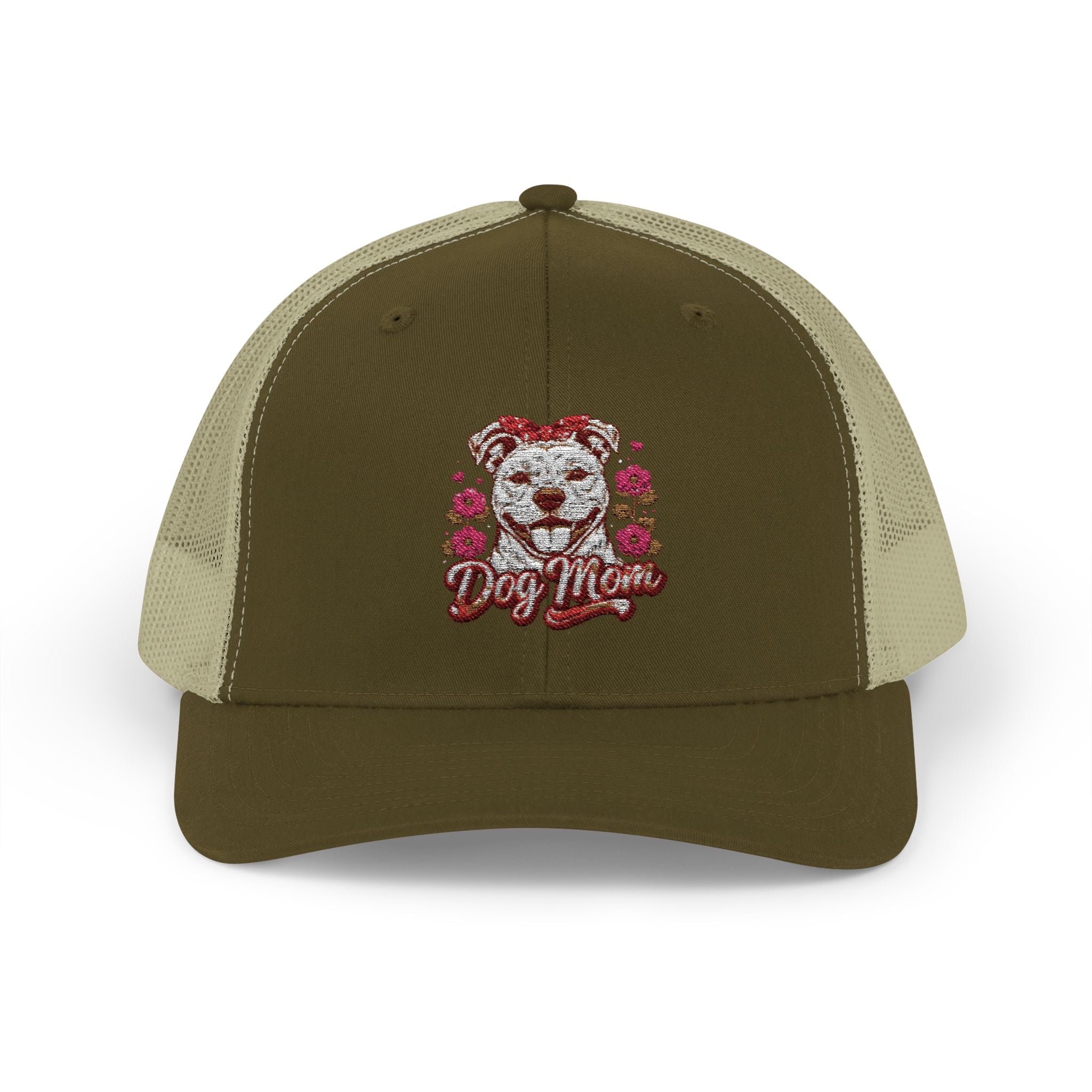 Trucker Cap — Floral Teddy 'Dog Mom' Embroidered Snapback