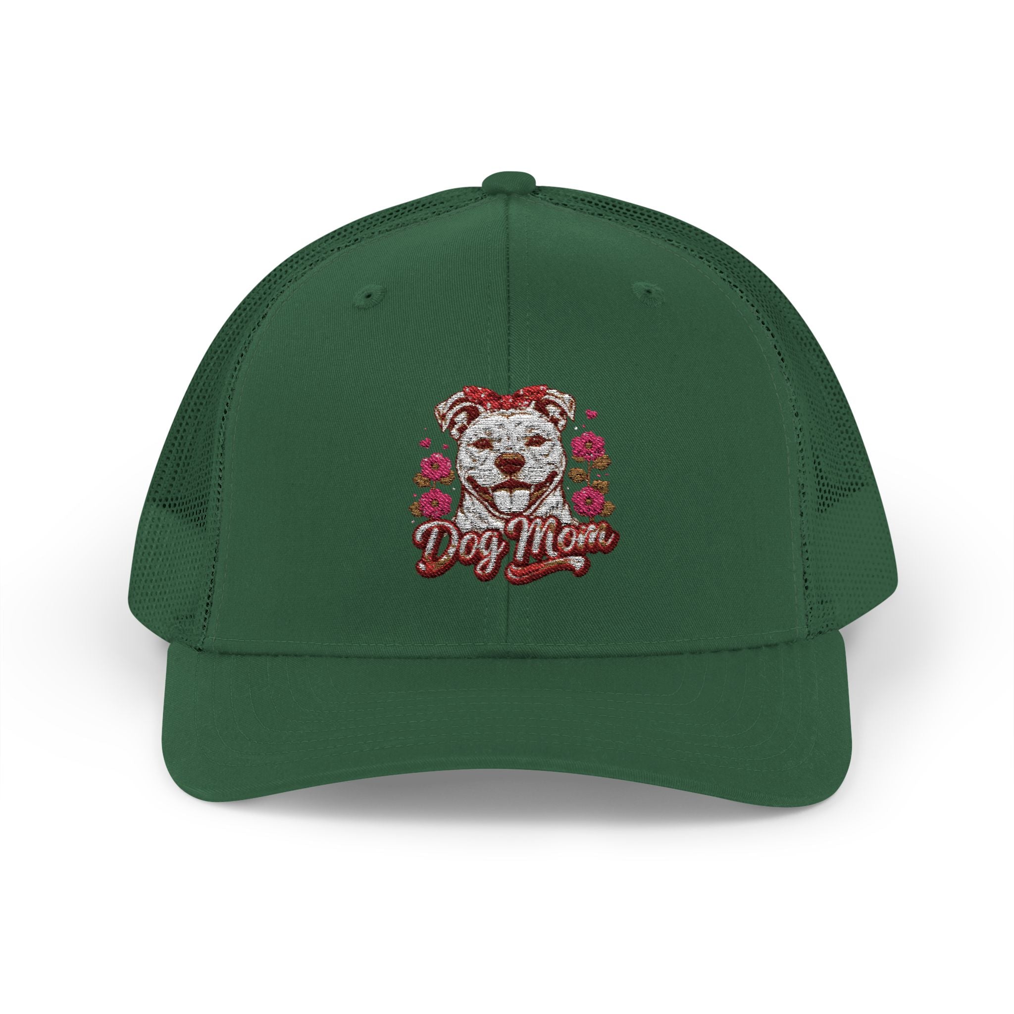 Trucker Cap — Floral Teddy 'Dog Mom' Embroidered Snapback