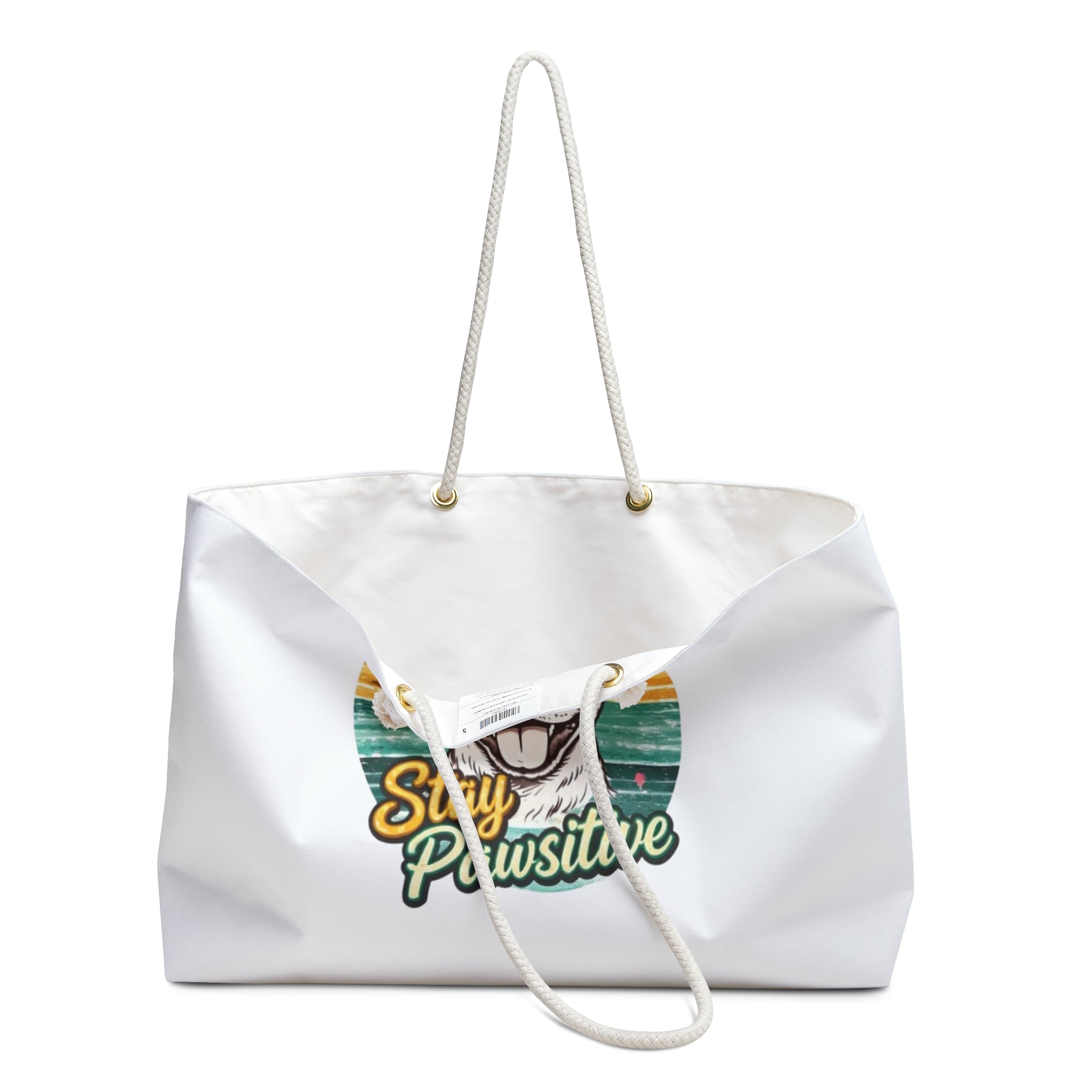 Stay Pawsitive Dog Weekender Bag — Retro Sunset Pet Lover Travel Tote