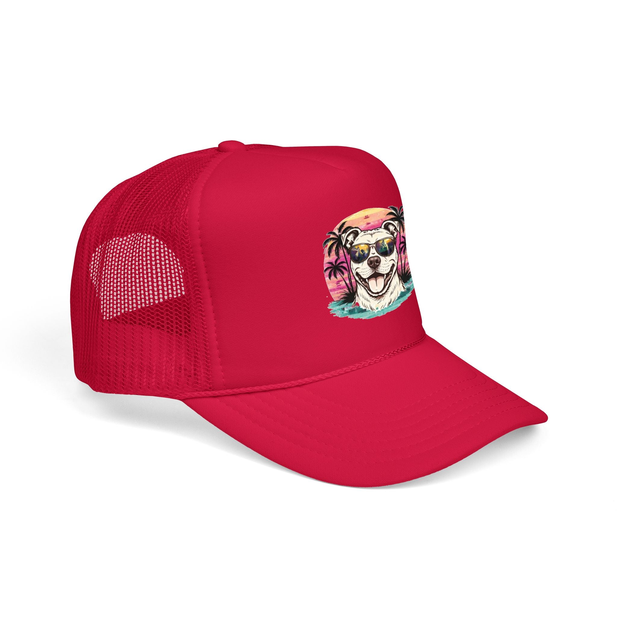 Trucker Hat - Retro Surf Dog with Sunglasses (Beach Vibes)
