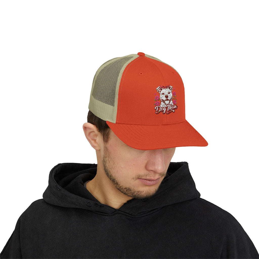 Trucker Cap — Floral Teddy 'Dog Mom' Embroidered Snapback