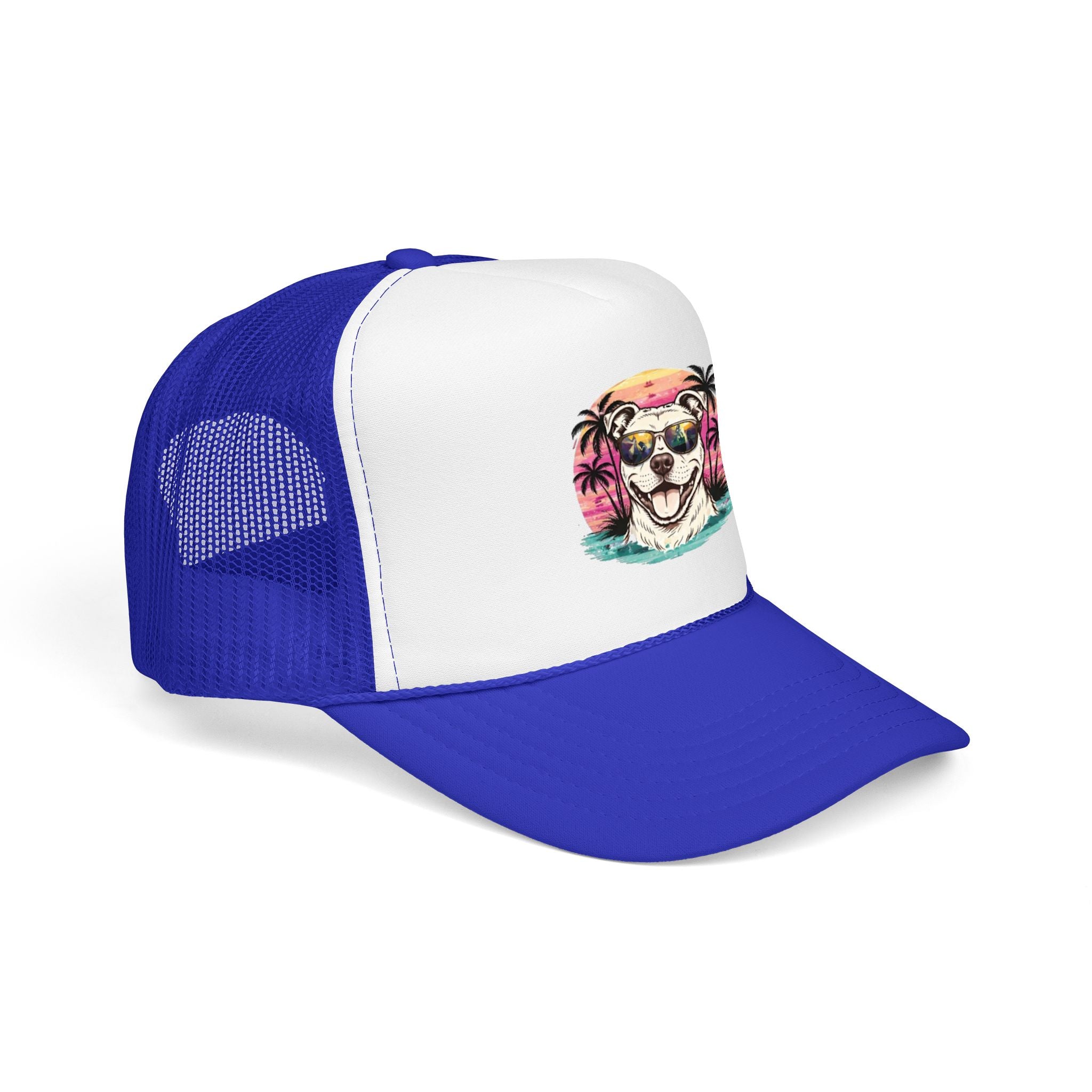 Trucker Hat - Retro Surf Dog with Sunglasses (Beach Vibes)