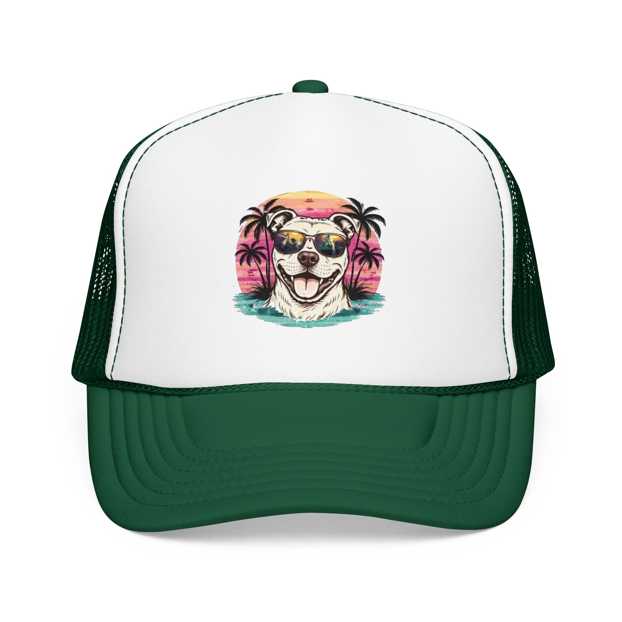 Trucker Hat - Retro Surf Dog with Sunglasses (Beach Vibes)