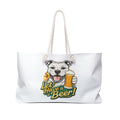 Weekender Bag — "Let’s Have a Beer!" Dog Graphic Tote for Beer Lovers