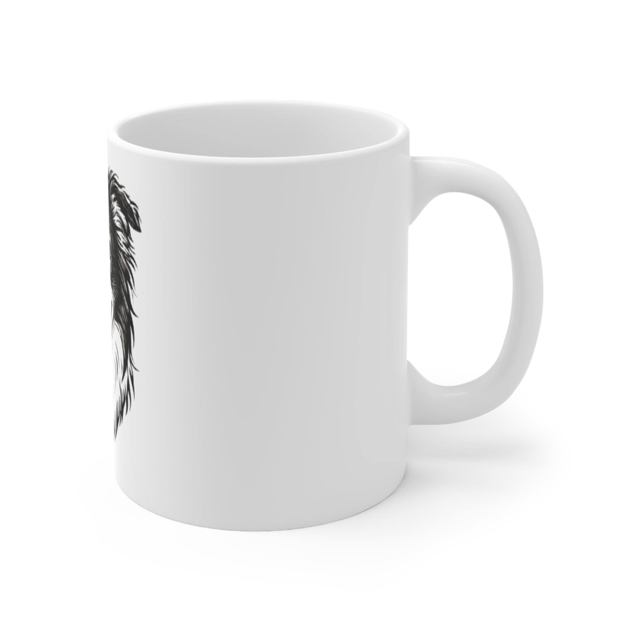 Border Collie Portrait Mug — Cute Black & White Dog Ceramic Coffee Cup (11oz, 15oz)