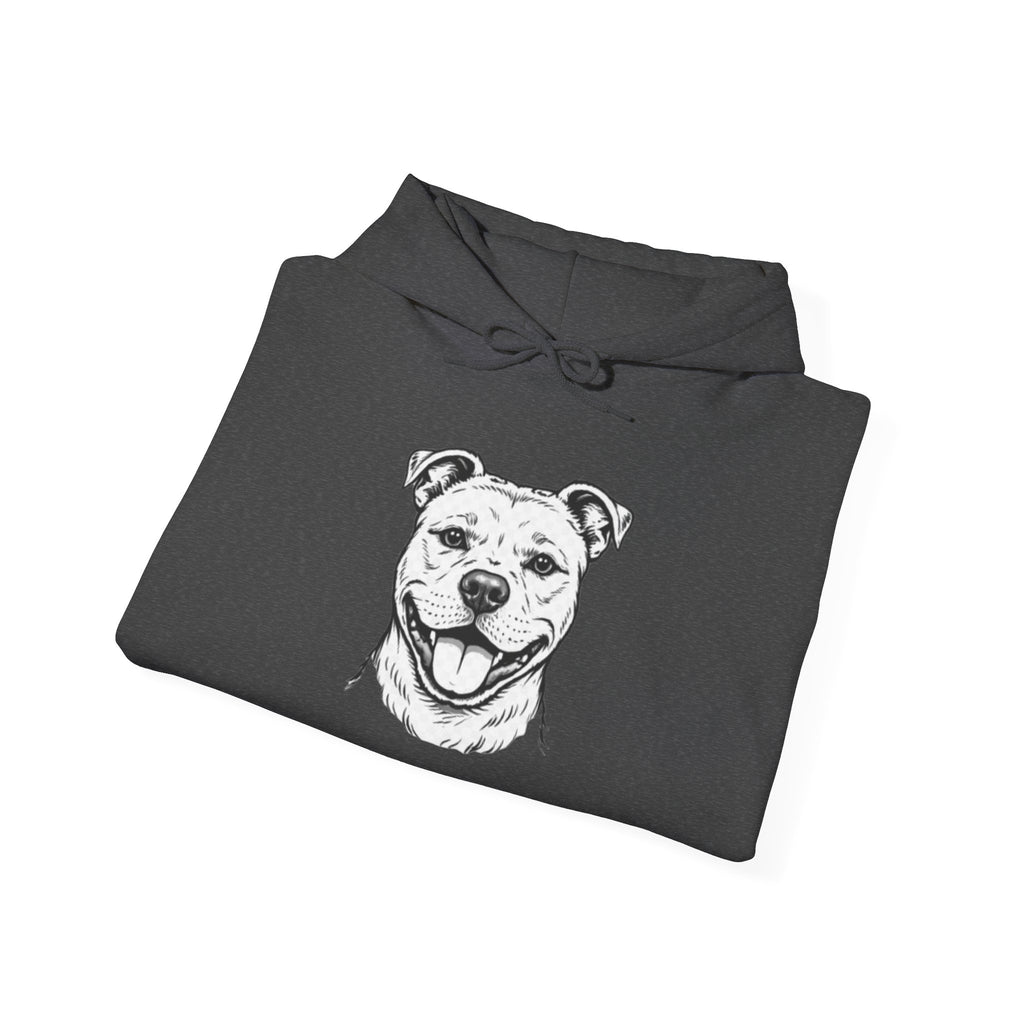 Pit Bull Portrait Hoodie — Minimalist Dog Face Pullover
