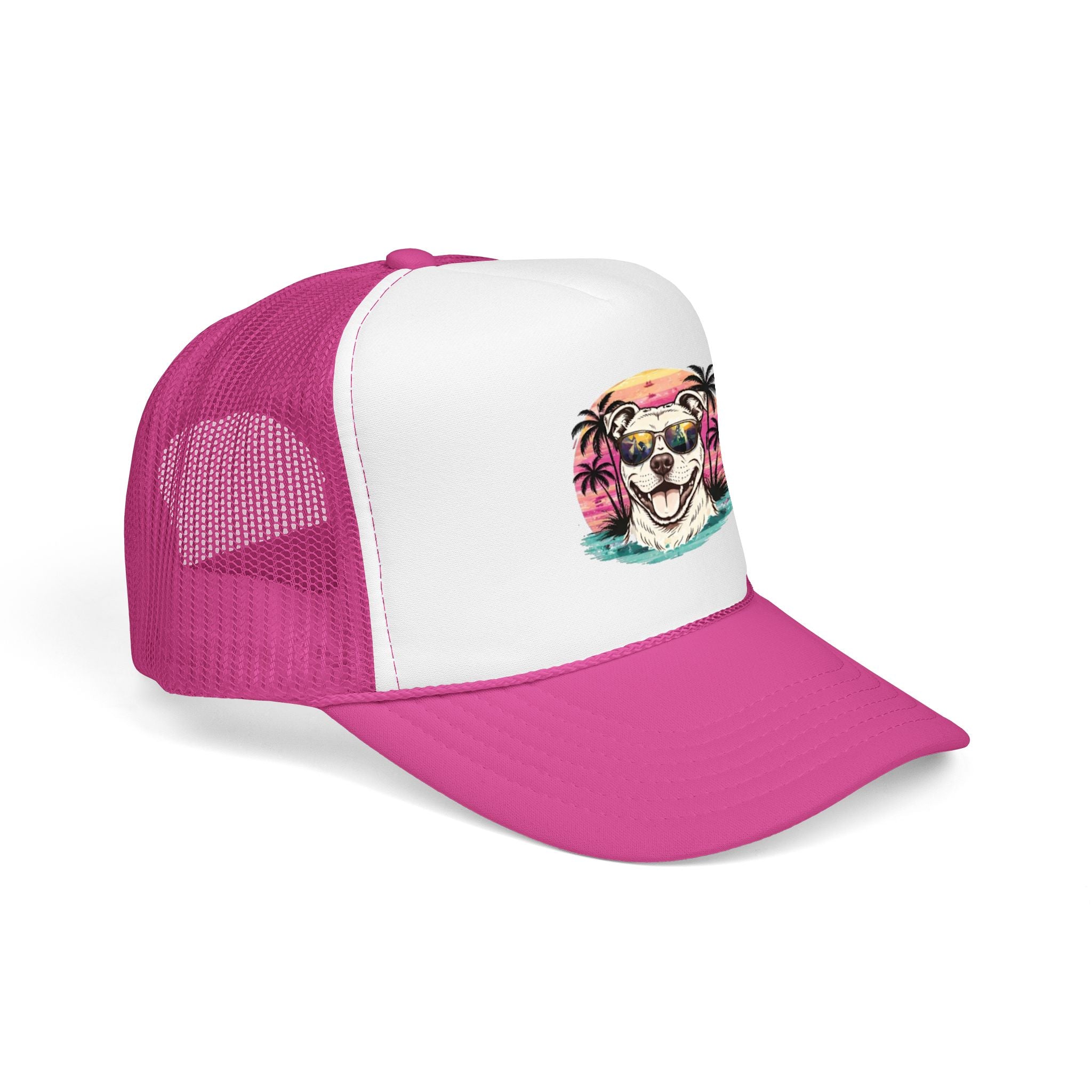 Trucker Hat - Retro Surf Dog with Sunglasses (Beach Vibes)