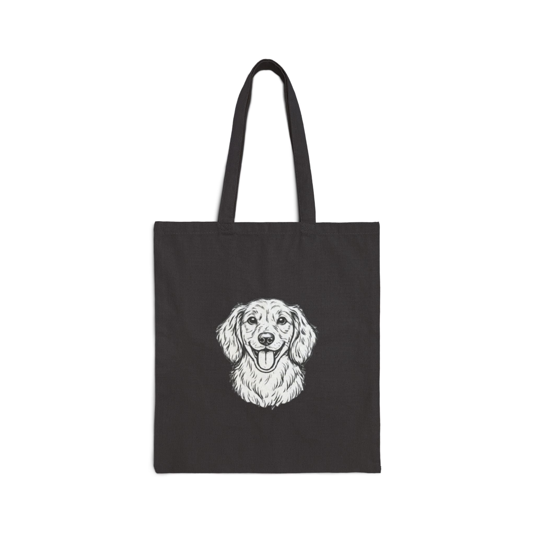 Golden Retriever Sketch Tote Bag — Cotton Canvas Dog Lover Grocery/Beach Bag