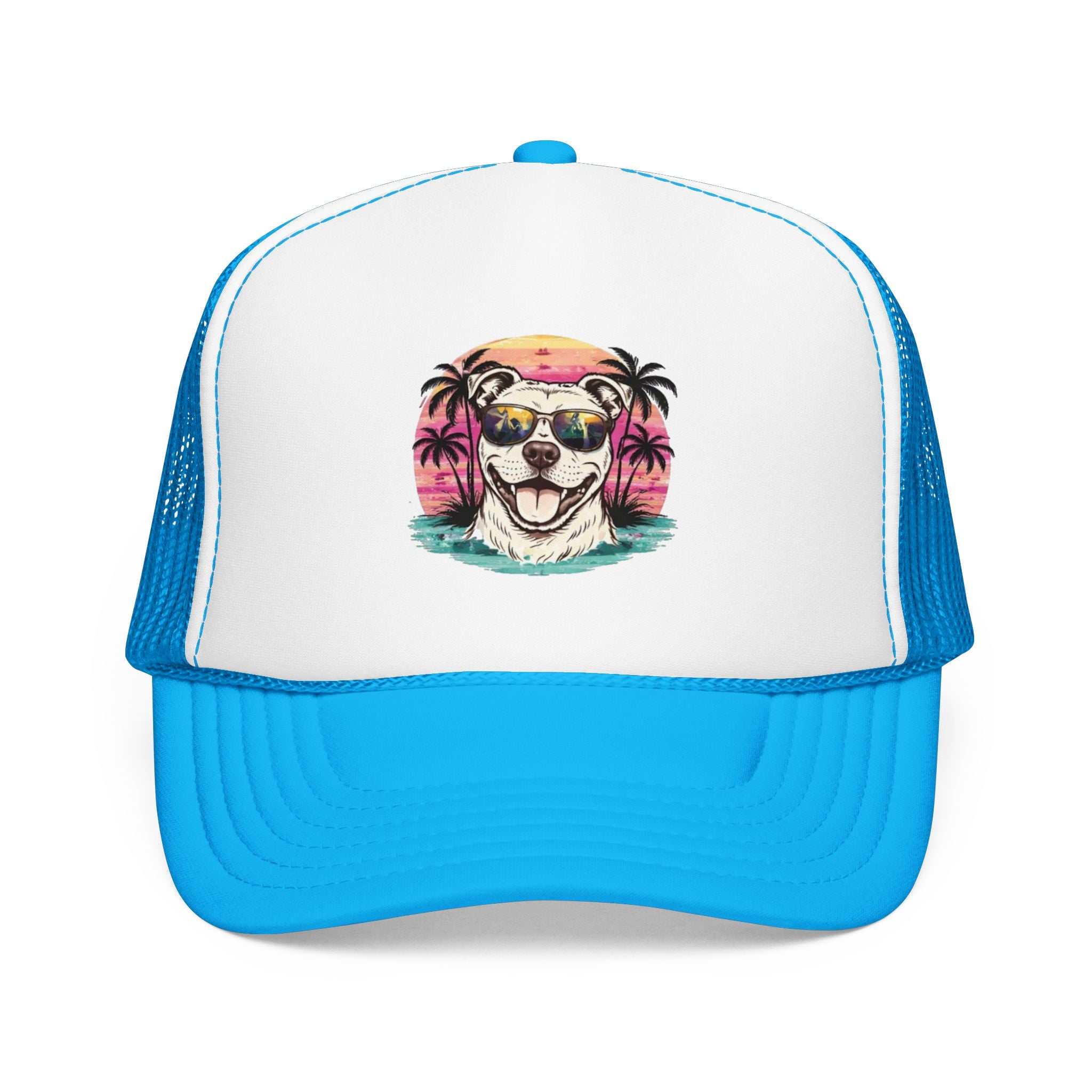 Trucker Hat - Retro Surf Dog with Sunglasses (Beach Vibes)