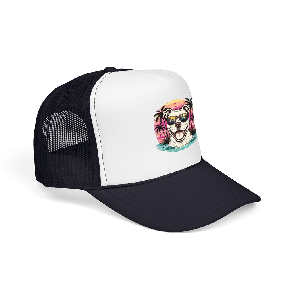 Trucker Hat - Retro Surf Dog with Sunglasses (Beach Vibes)