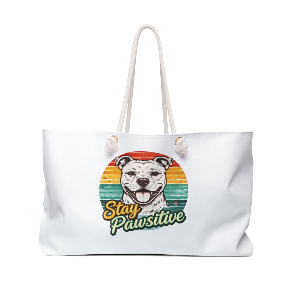 Stay Pawsitive Dog Weekender Bag — Retro Sunset Pet Lover Travel Tote