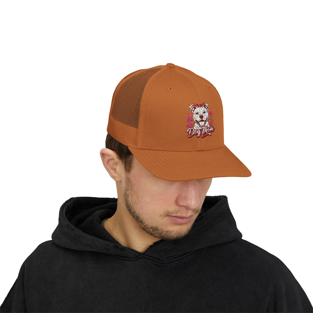 Trucker Cap — Floral Teddy 'Dog Mom' Embroidered Snapback