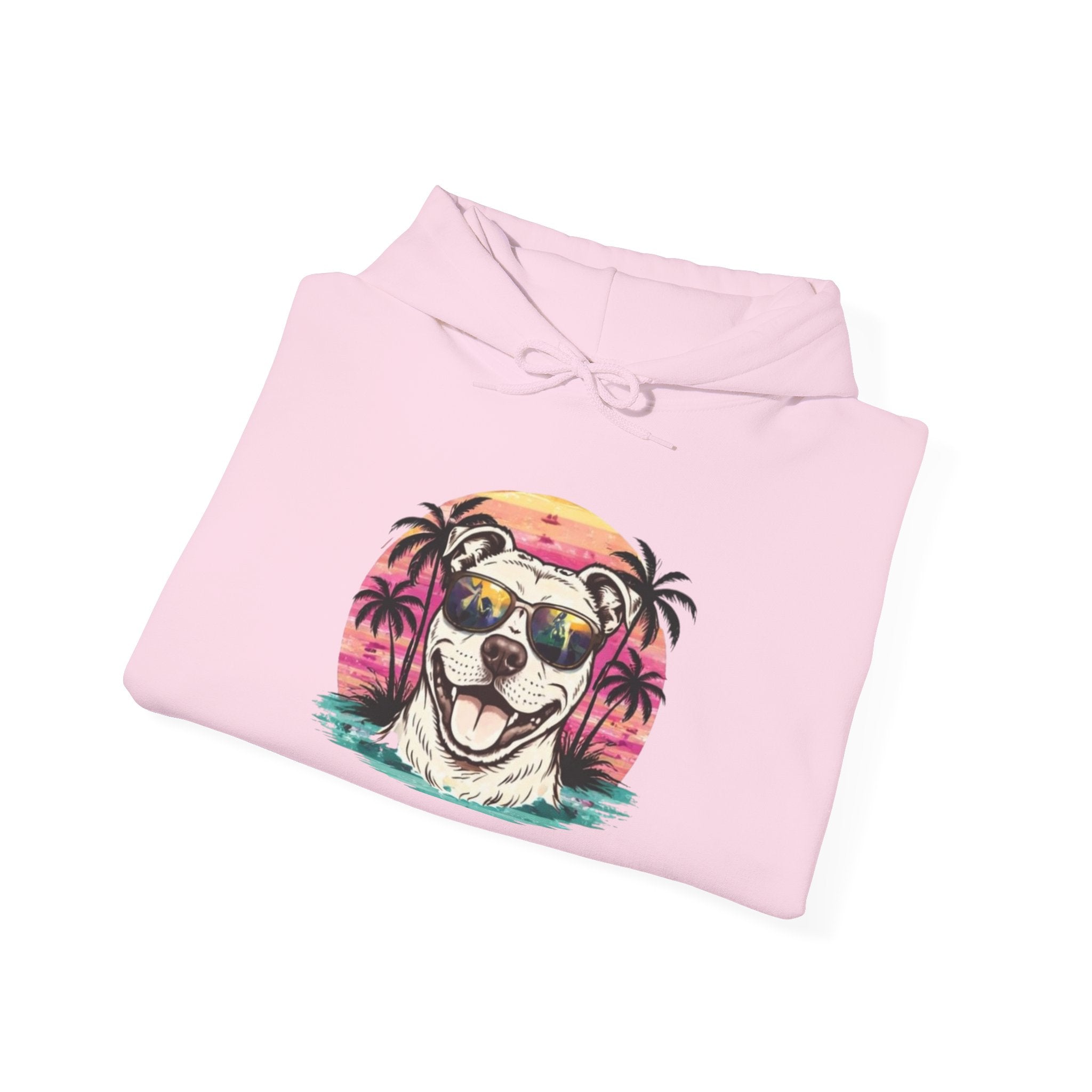 Dog Sunset Hoodie — Cool Pup with Sunglasses Tropical Beach Design