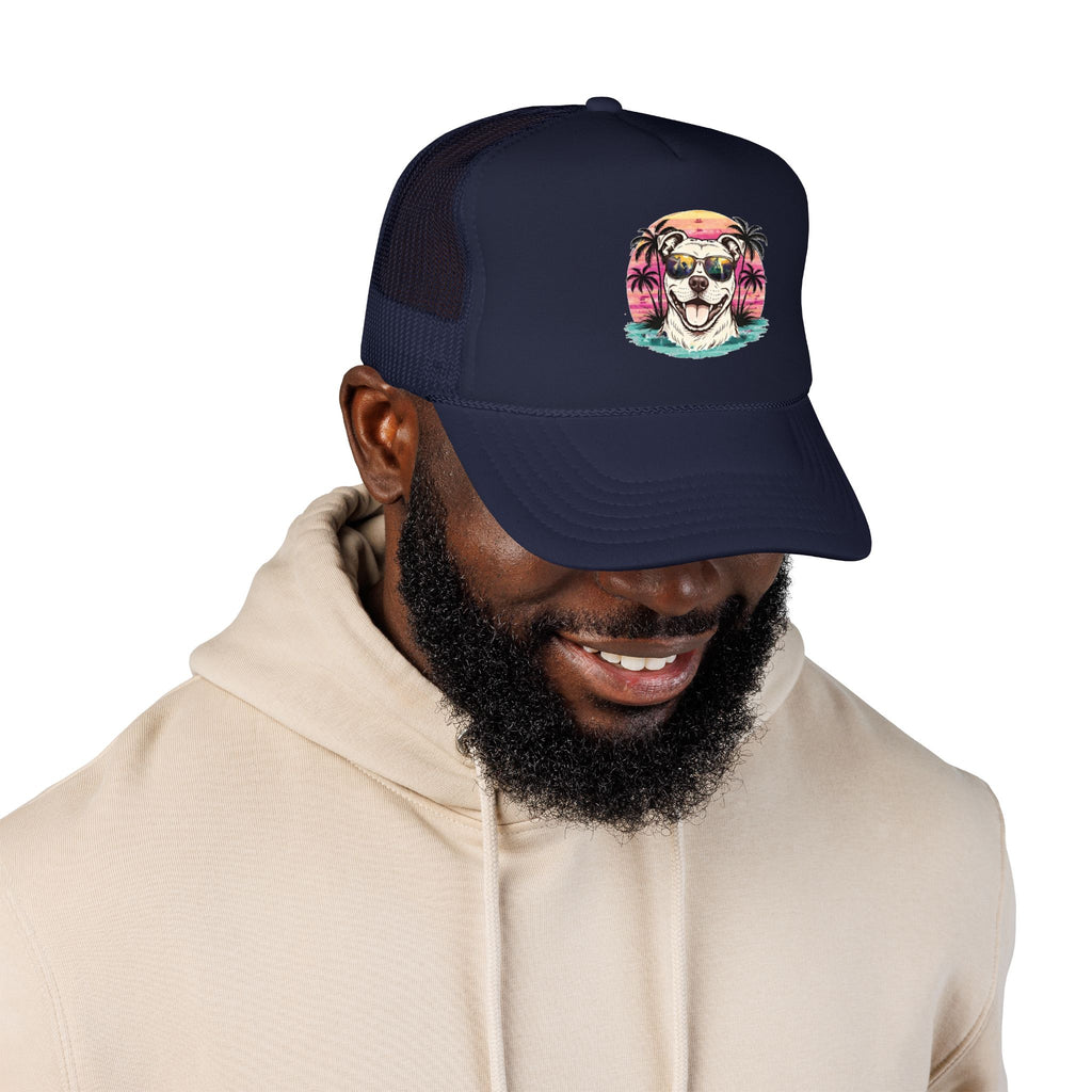 Trucker Hat - Retro Surf Dog with Sunglasses (Beach Vibes)