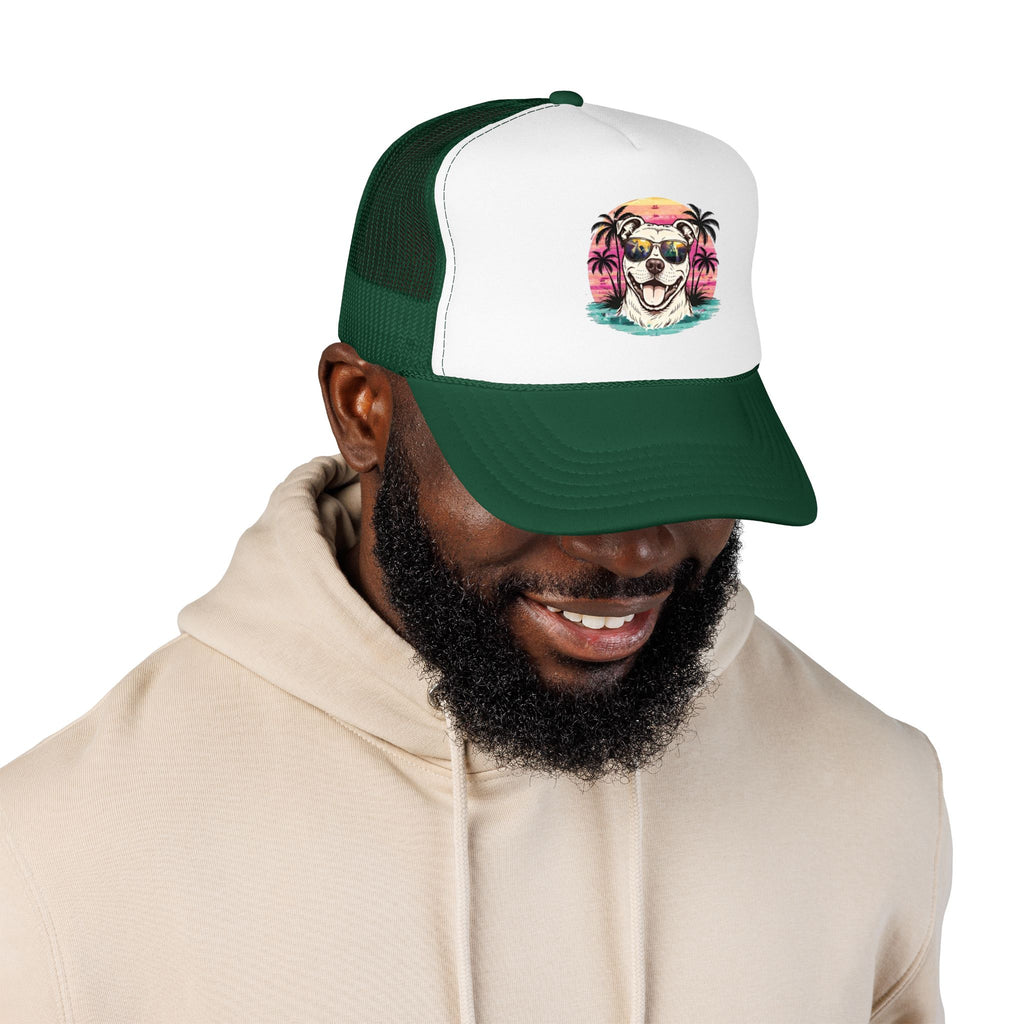 Trucker Hat - Retro Surf Dog with Sunglasses (Beach Vibes)
