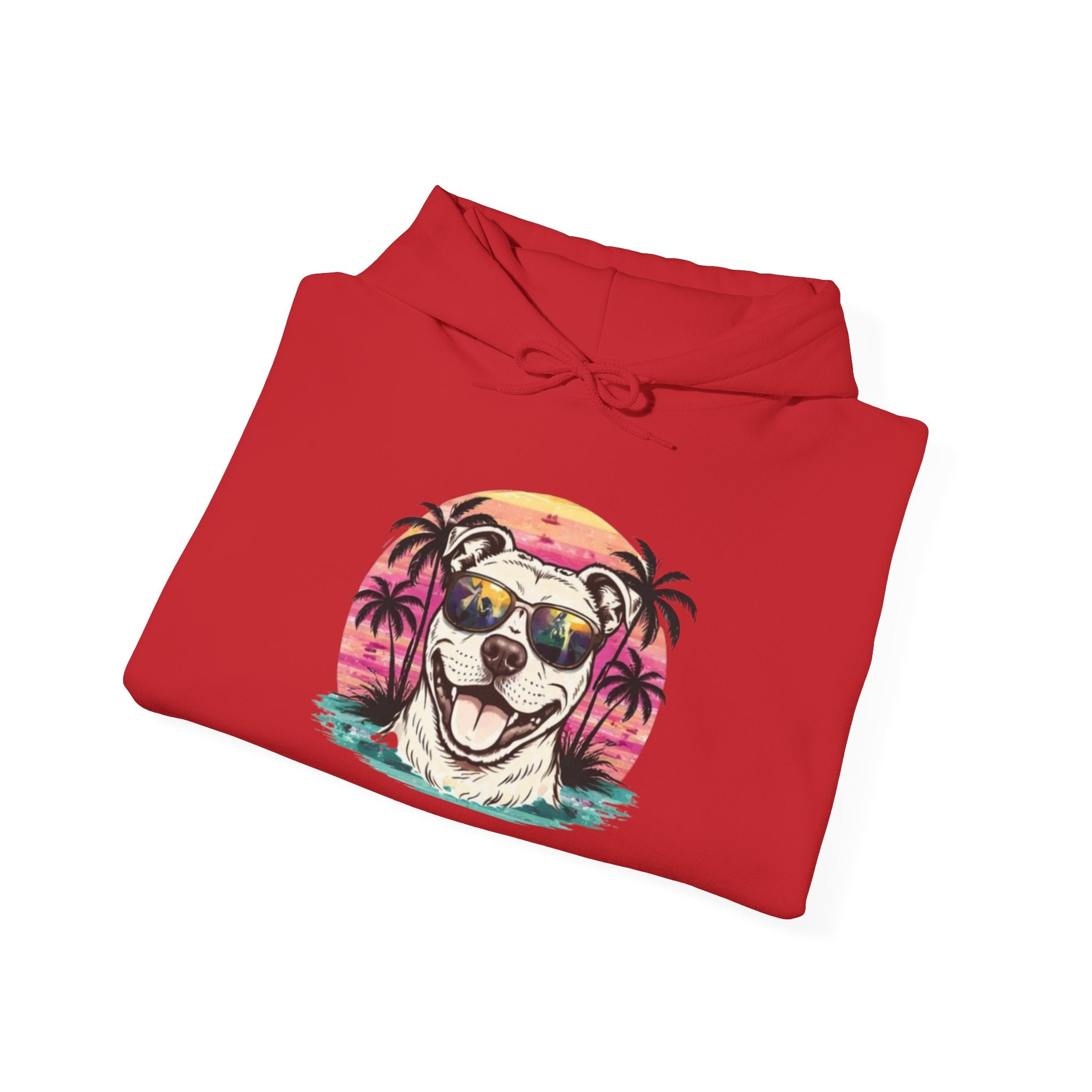 Dog Sunset Hoodie — Cool Pup with Sunglasses Tropical Beach Design