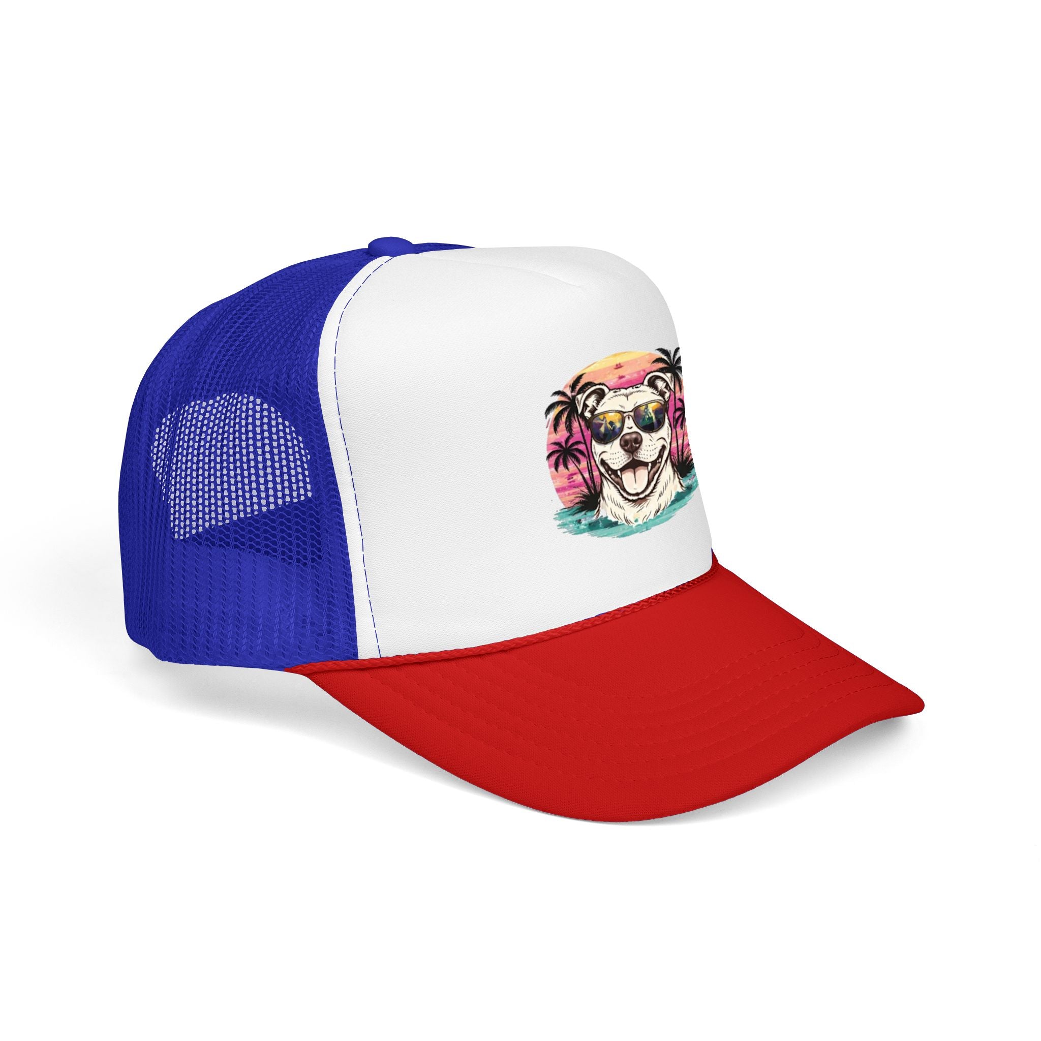 Trucker Hat - Retro Surf Dog with Sunglasses (Beach Vibes)