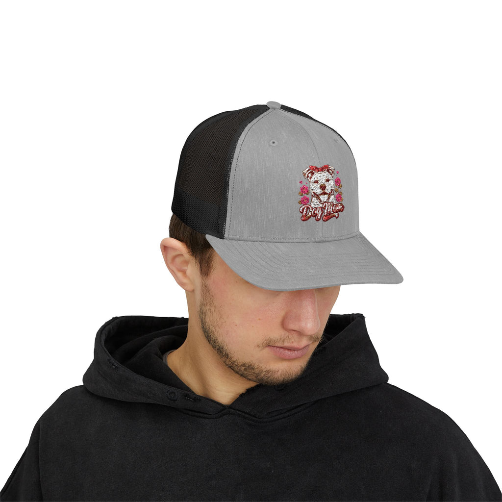 Trucker Cap — Floral Teddy 'Dog Mom' Embroidered Snapback