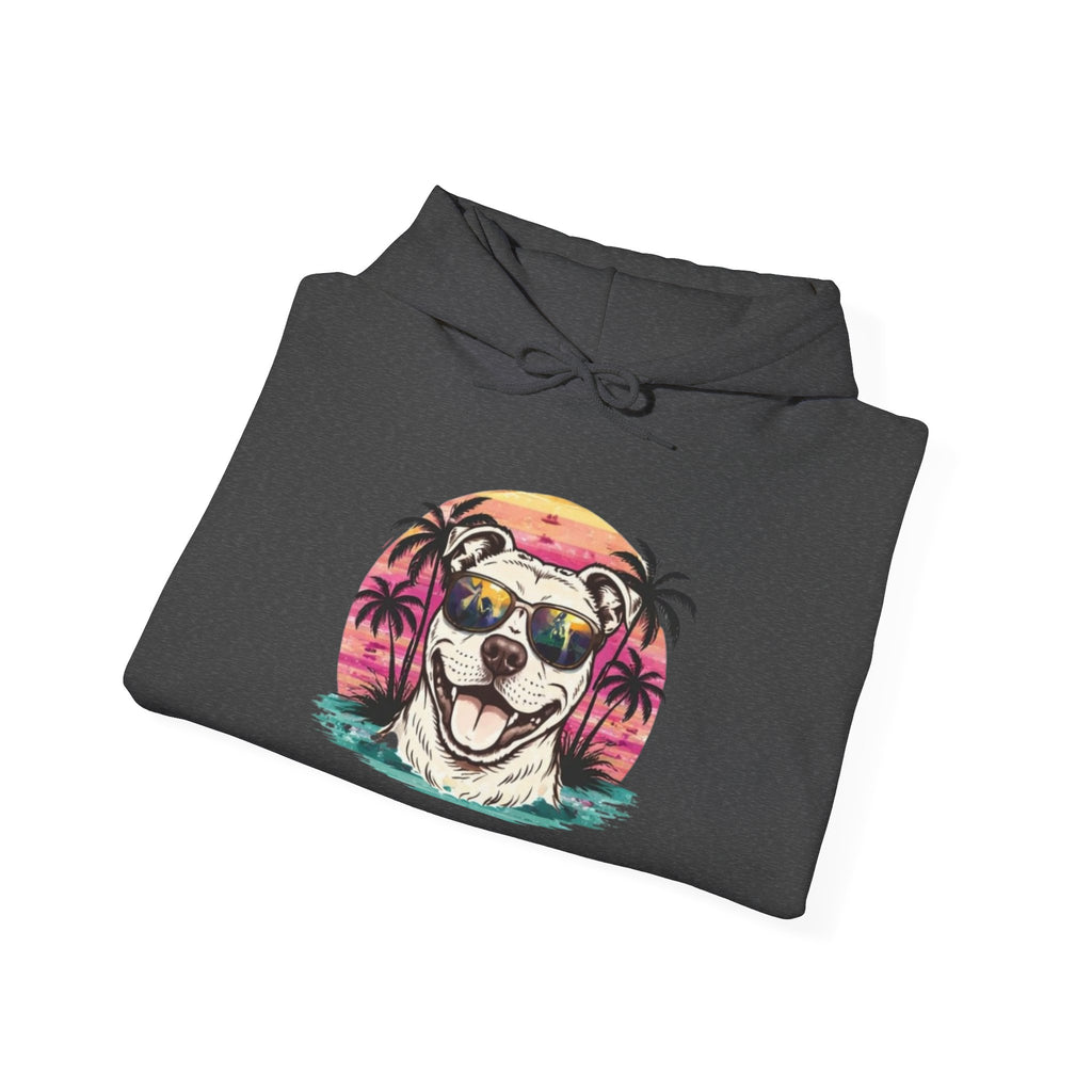 Dog Sunset Hoodie — Cool Pup with Sunglasses Tropical Beach Design