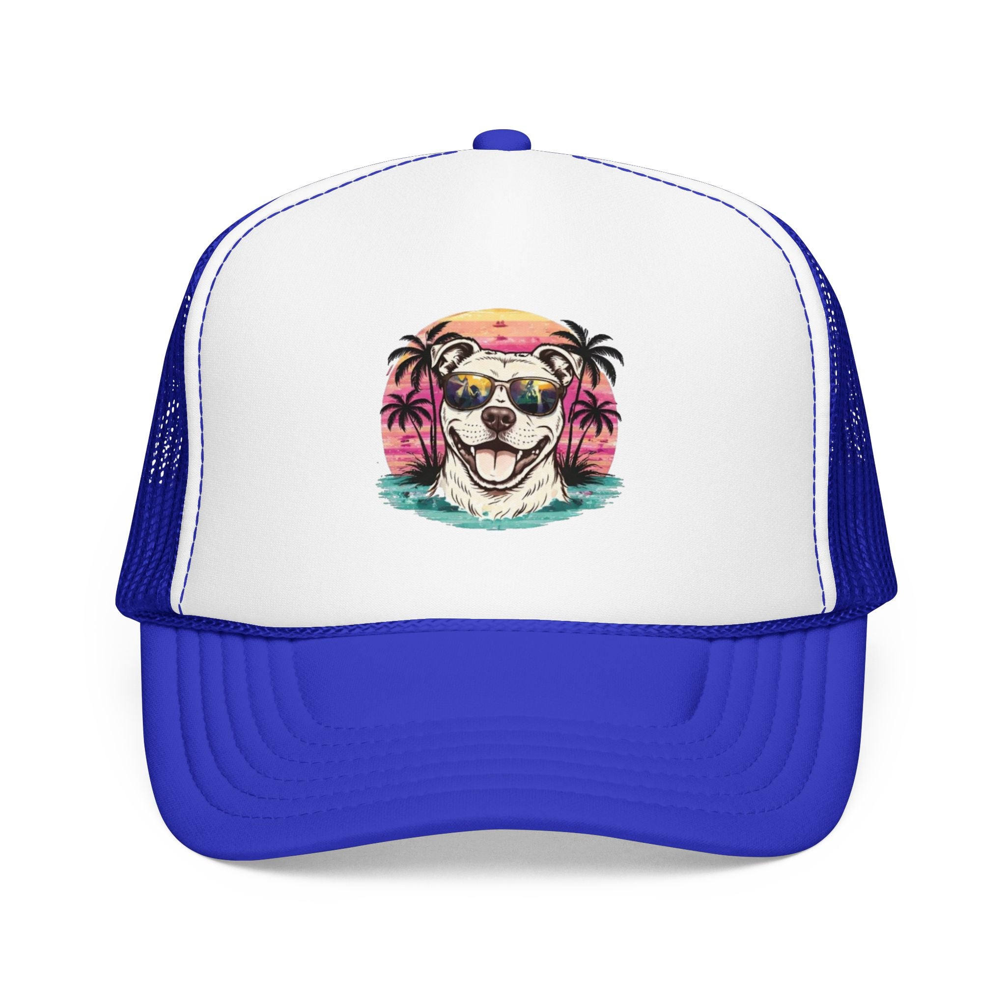Trucker Hat - Retro Surf Dog with Sunglasses (Beach Vibes)