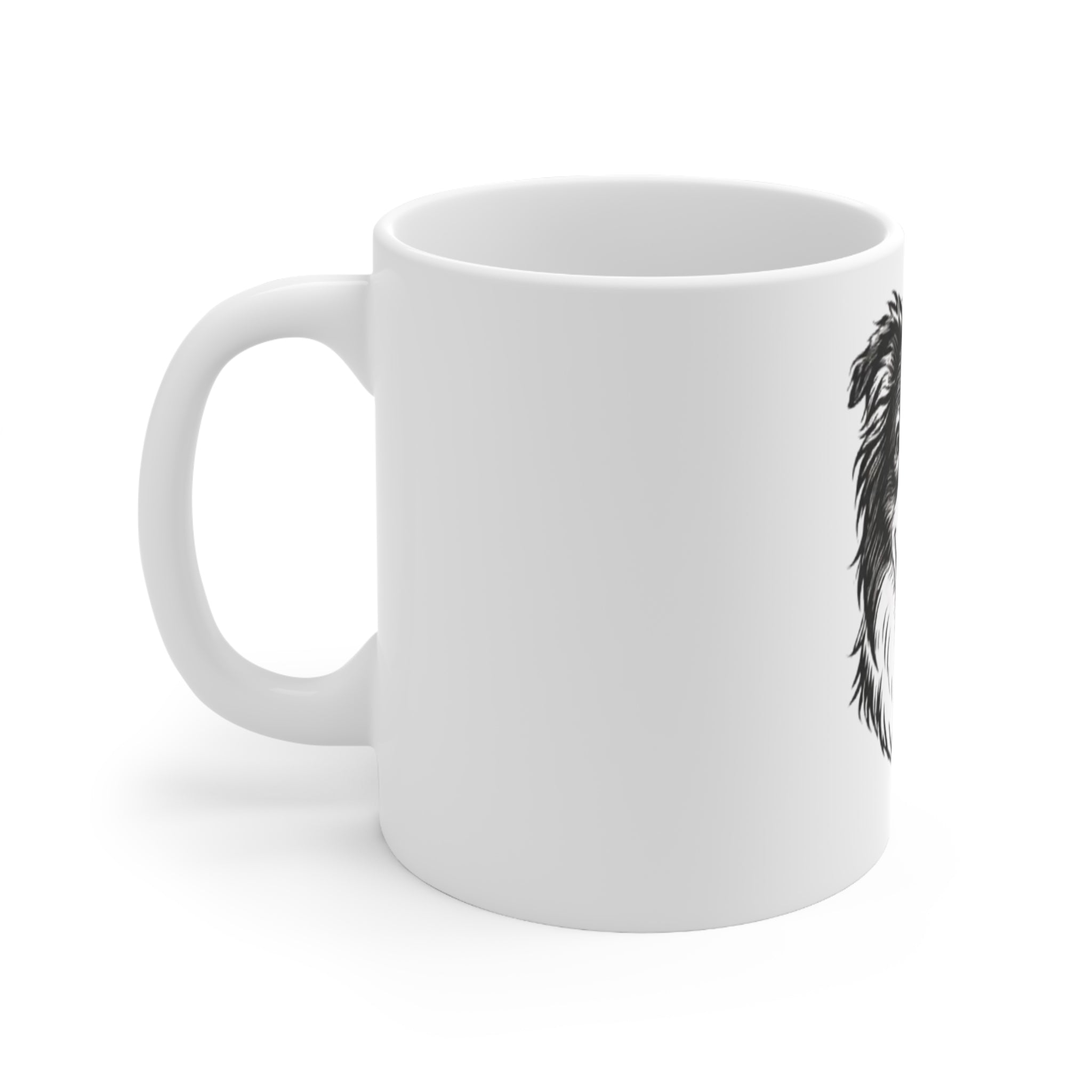 Border Collie Portrait Mug — Cute Black & White Dog Ceramic Coffee Cup (11oz, 15oz)