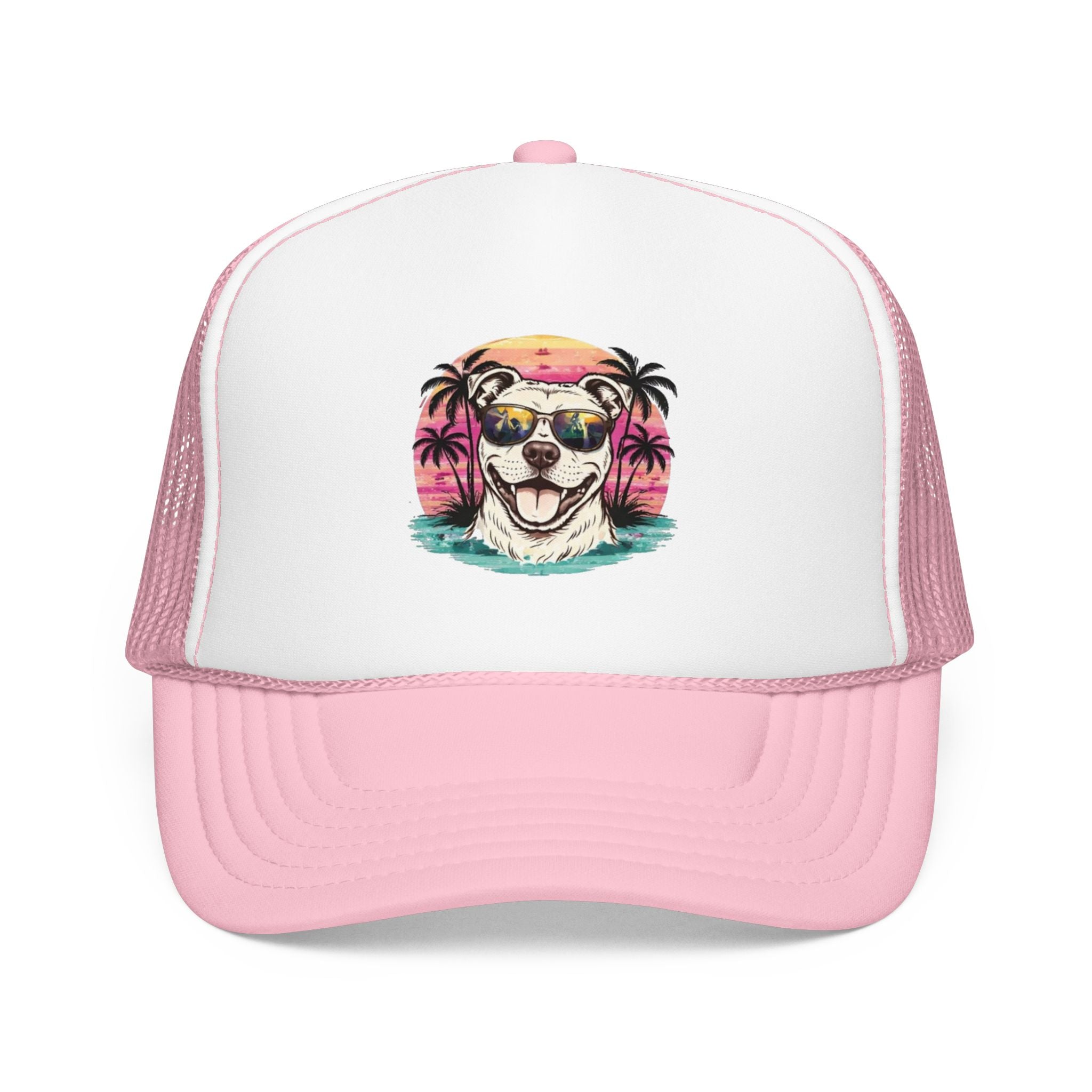 Trucker Hat - Retro Surf Dog with Sunglasses (Beach Vibes)
