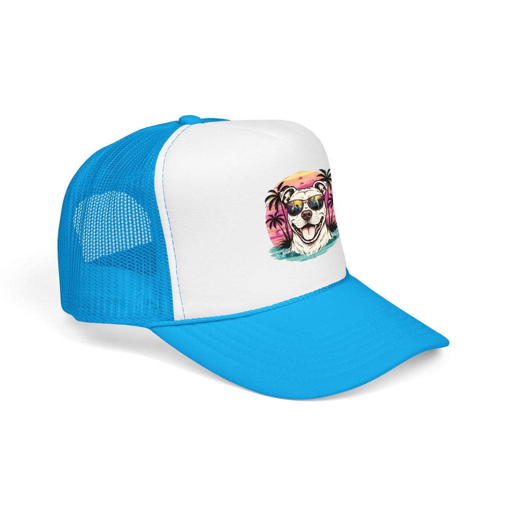 Trucker Hat - Retro Surf Dog with Sunglasses (Beach Vibes)