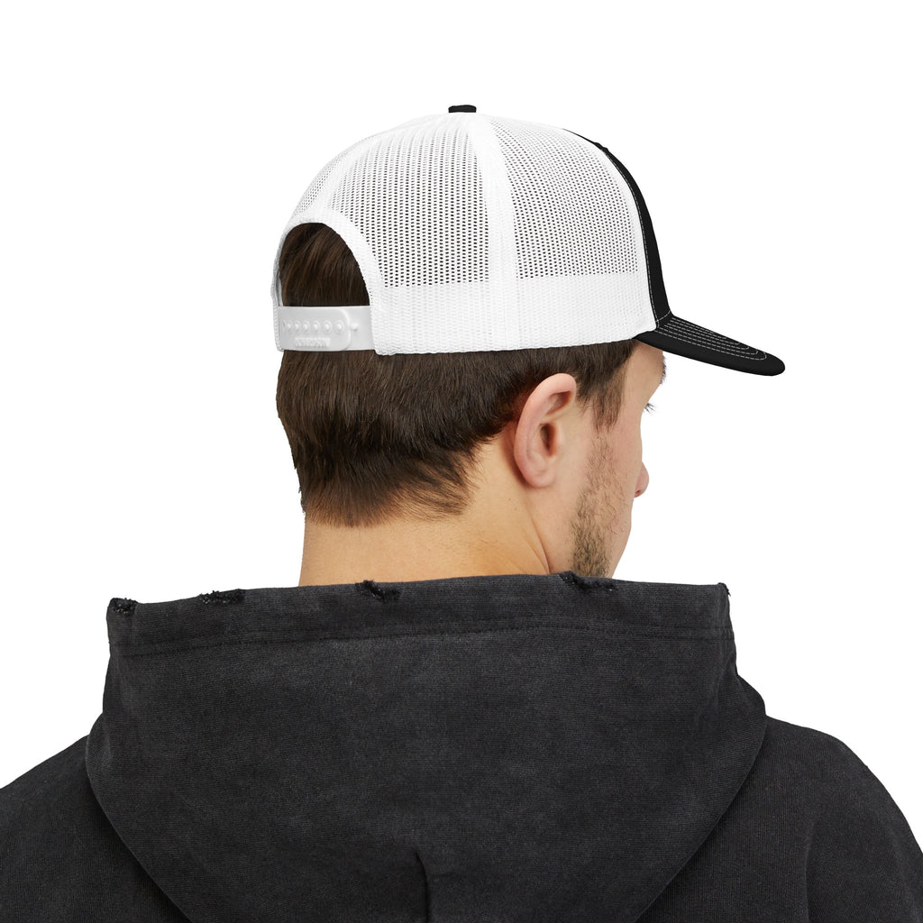 Embroidered Pitbull Trucker Hat — Black/White Snapback Cap