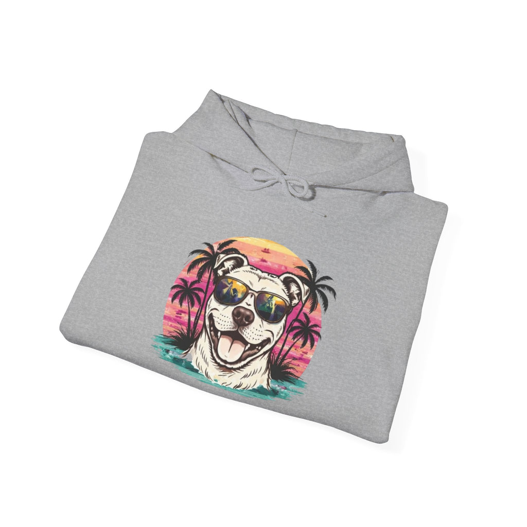 Dog Sunset Hoodie — Cool Pup with Sunglasses Tropical Beach Design