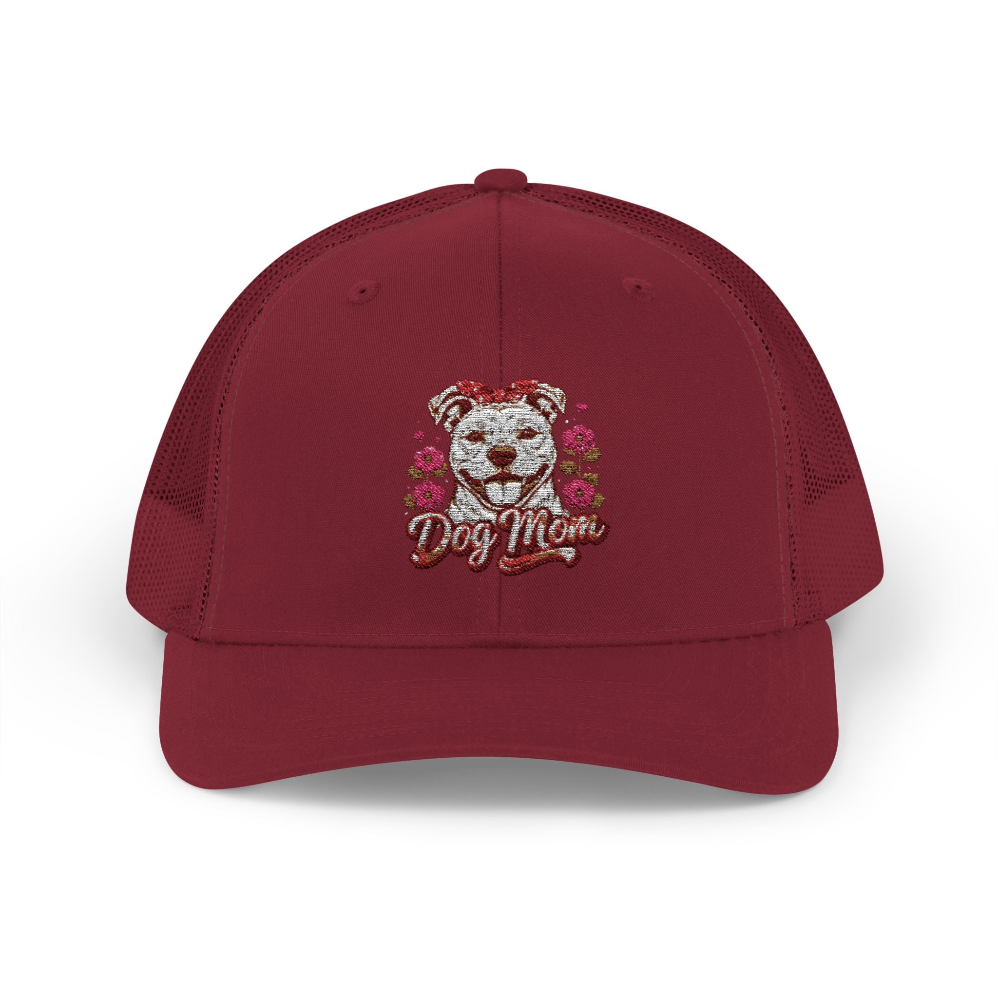 Trucker Cap — Floral Teddy 'Dog Mom' Embroidered Snapback
