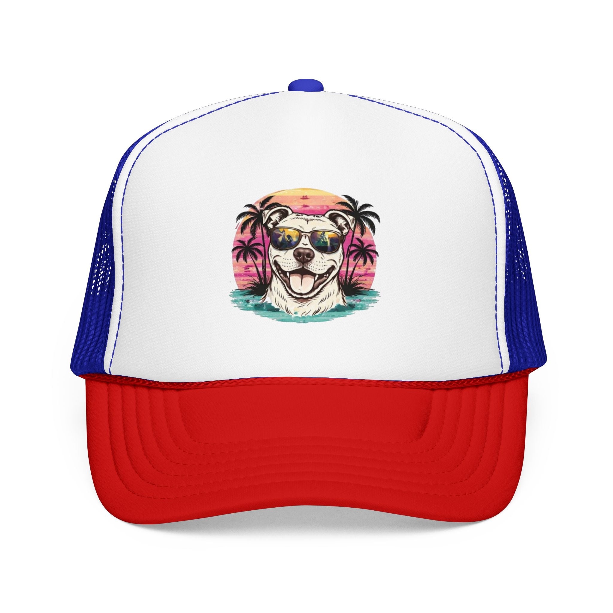 Trucker Hat - Retro Surf Dog with Sunglasses (Beach Vibes)