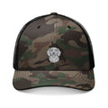 Camo Trucker Hat — Embroidered Skull Patch, Outdoor Hunting & Casual Cap