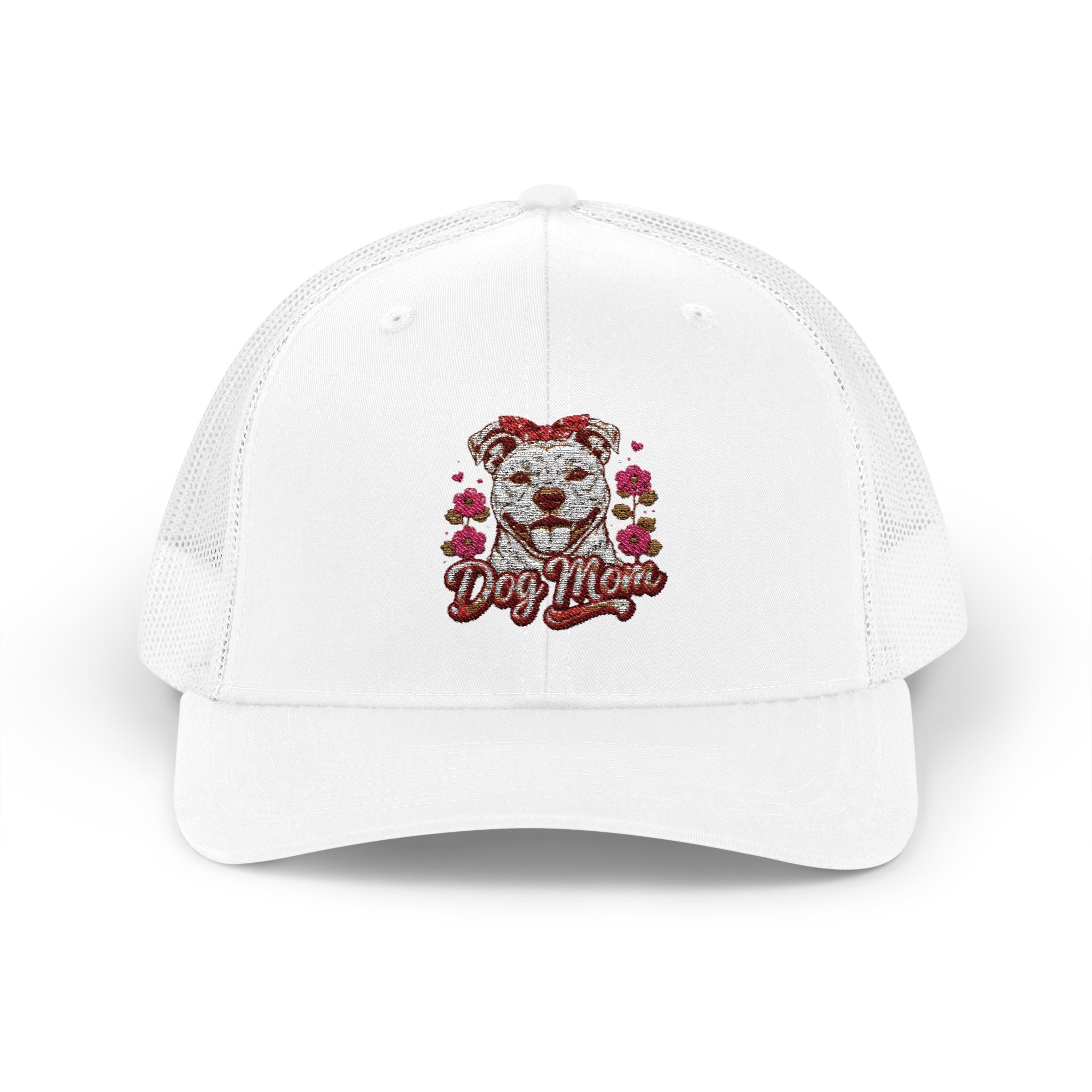 Trucker Cap — Floral Teddy 'Dog Mom' Embroidered Snapback