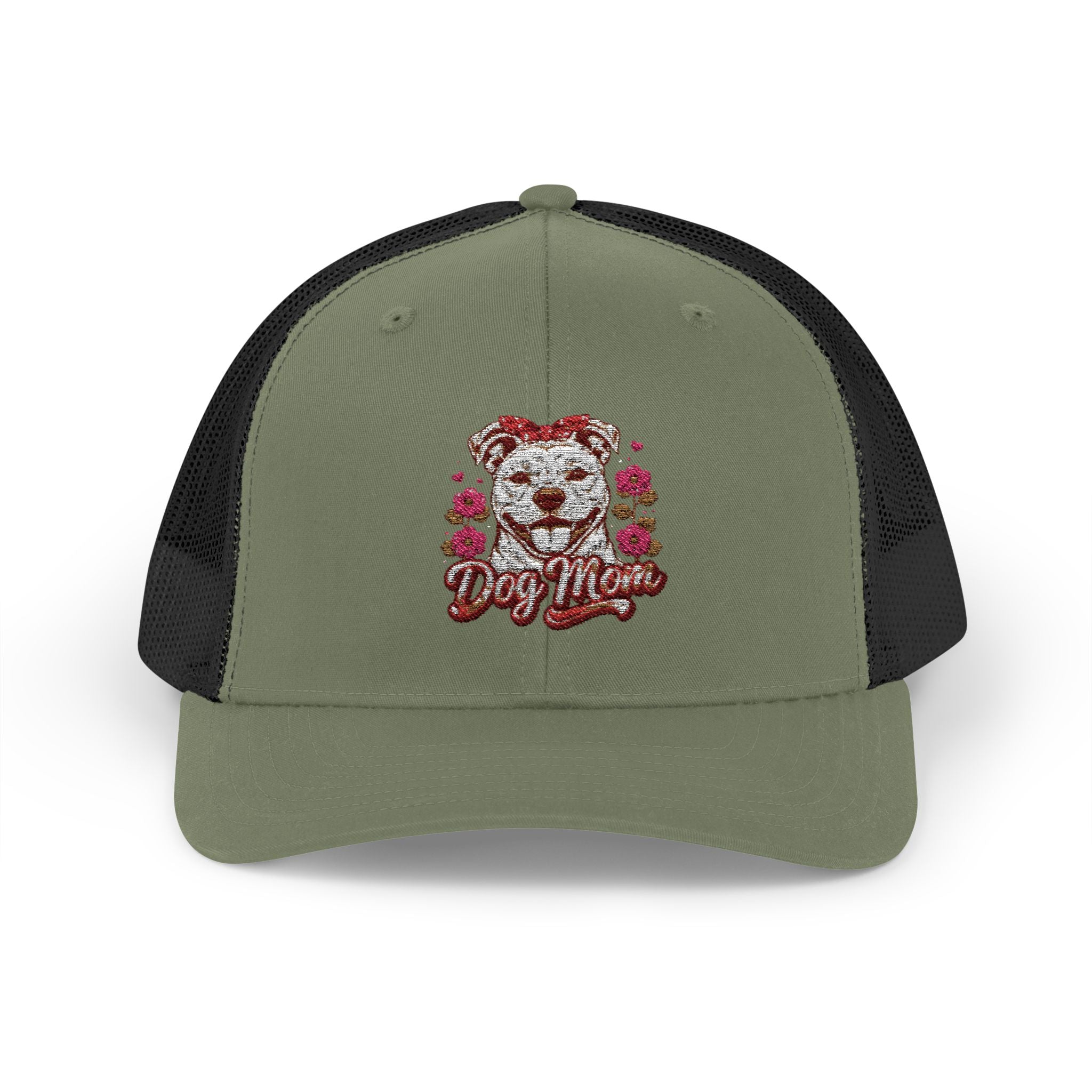 Trucker Cap — Floral Teddy 'Dog Mom' Embroidered Snapback