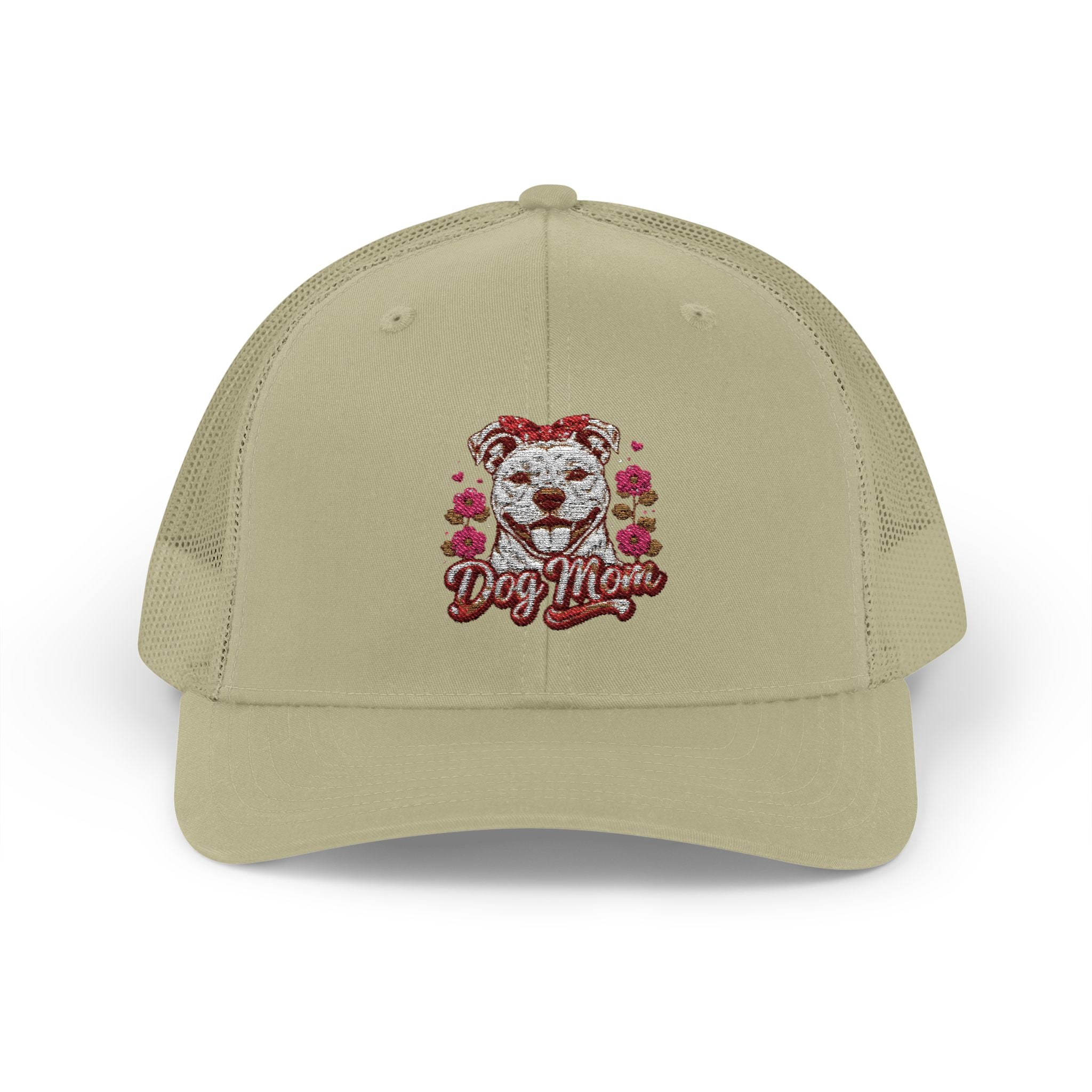 Trucker Cap — Floral Teddy 'Dog Mom' Embroidered Snapback