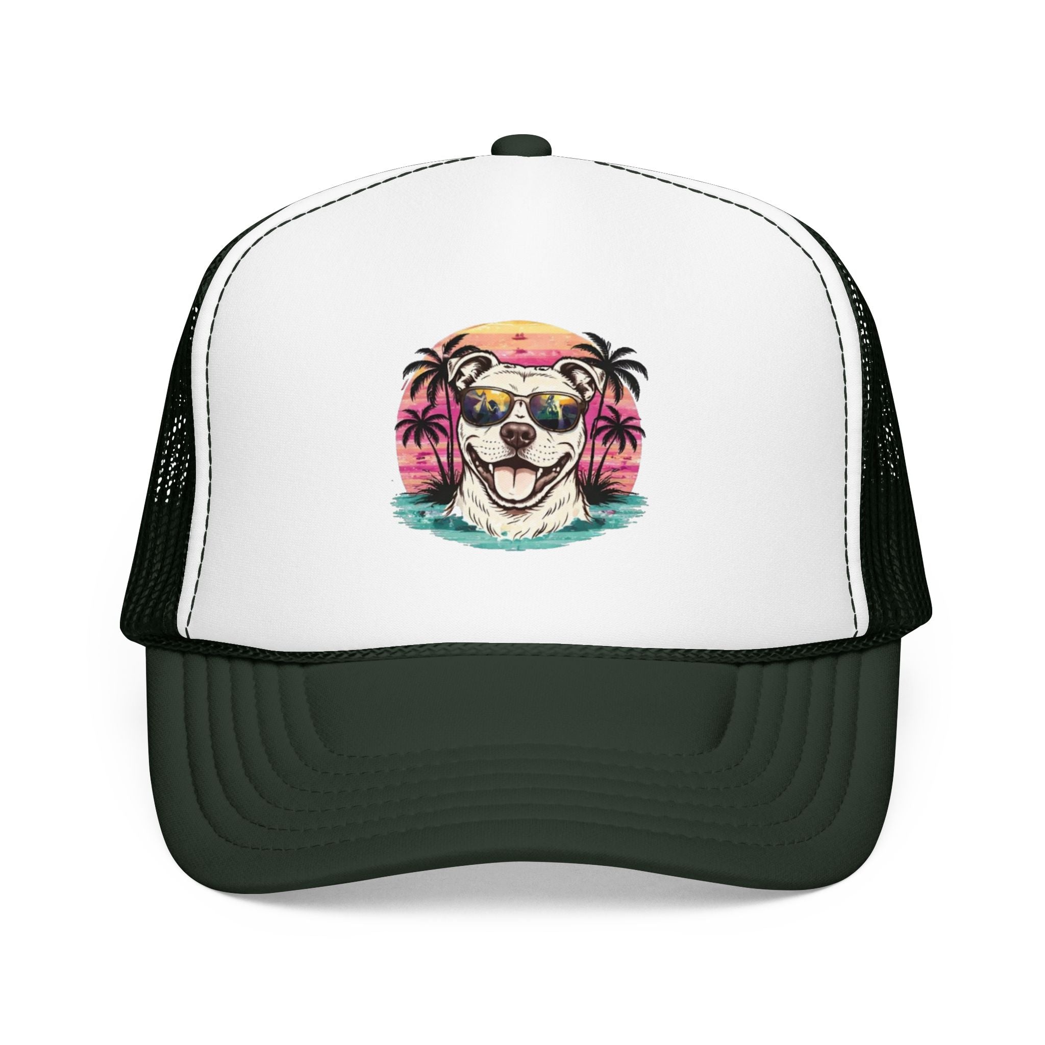 Trucker Hat - Retro Surf Dog with Sunglasses (Beach Vibes)