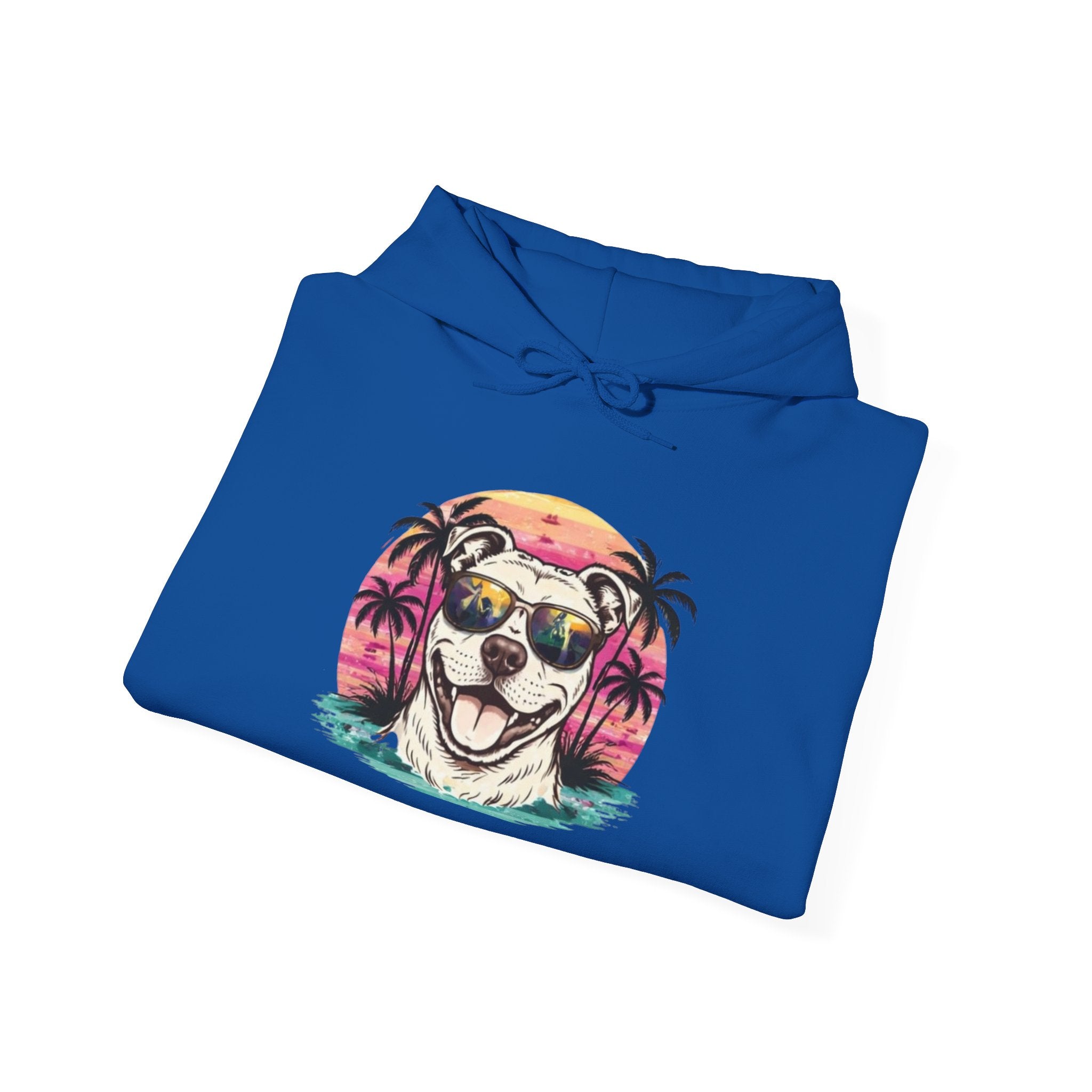 Dog Sunset Hoodie — Cool Pup with Sunglasses Tropical Beach Design