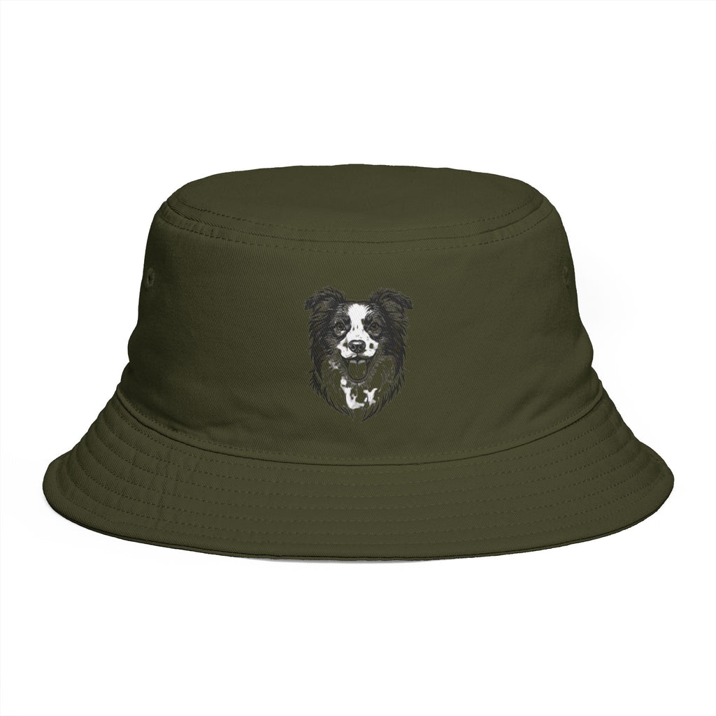 Brown Bucket Hat with Border Collie Portrait – Dog Lover Sun Hat