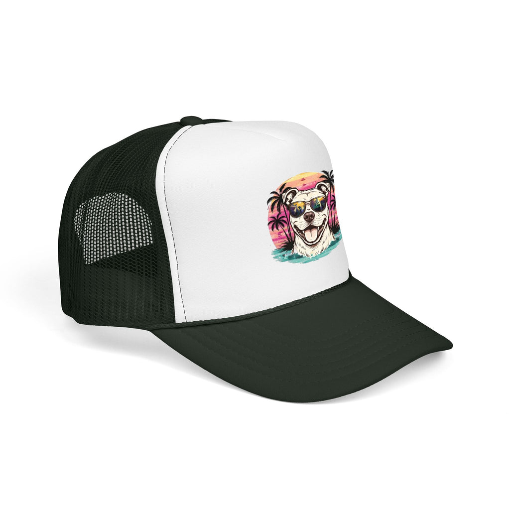 Trucker Hat - Retro Surf Dog with Sunglasses (Beach Vibes)