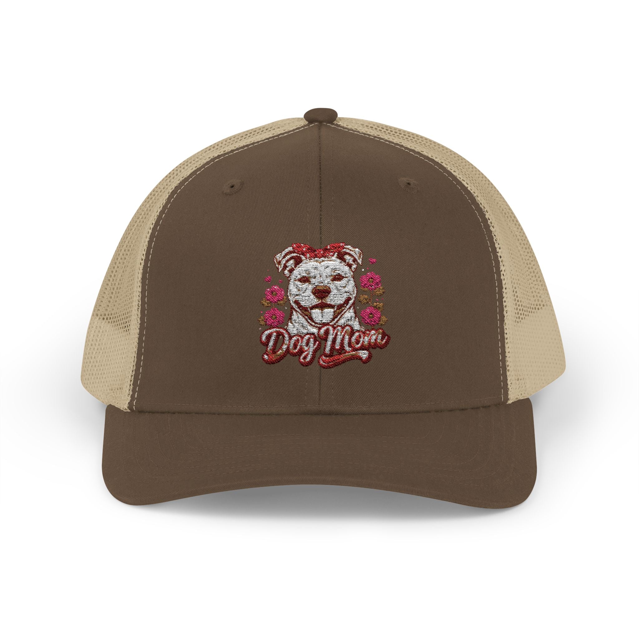 Trucker Cap — Floral Teddy 'Dog Mom' Embroidered Snapback